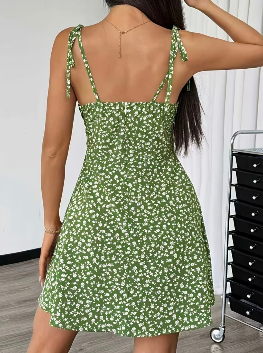 Olive Blossom Mini Dress