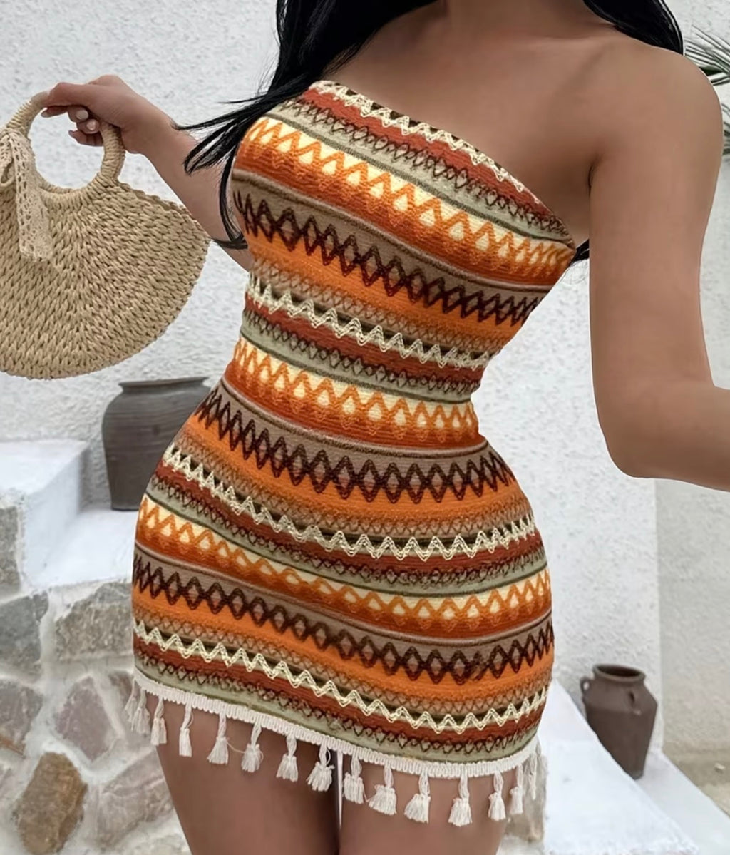 Boho Sunset Mini Dress